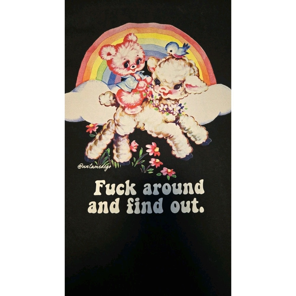 Untamed Ego Fck Around‎ Find Out Shirt Mens M Comfort Colors Retro Lamb Graphic